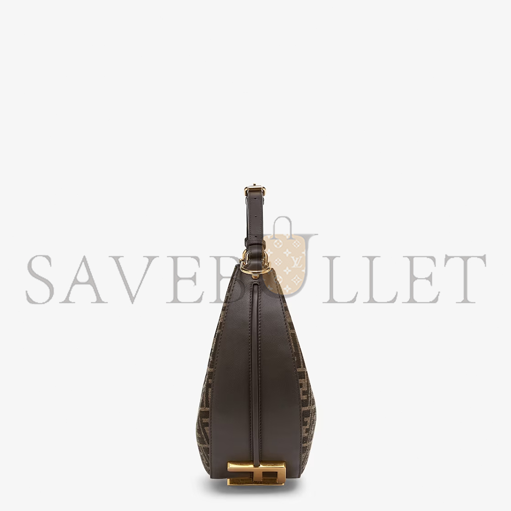 F**di graphy small brown ff jacquard fabric bag 8br798alp3f1i02 (29*24.5*10cm)